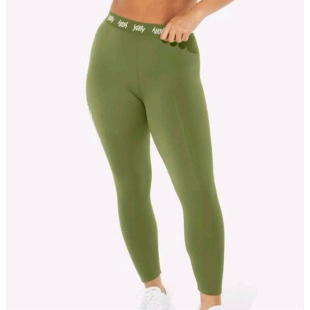 Yitty Major Label Shaping High Waist Leggings Spellout Thigh in Bossy Mossy Gree